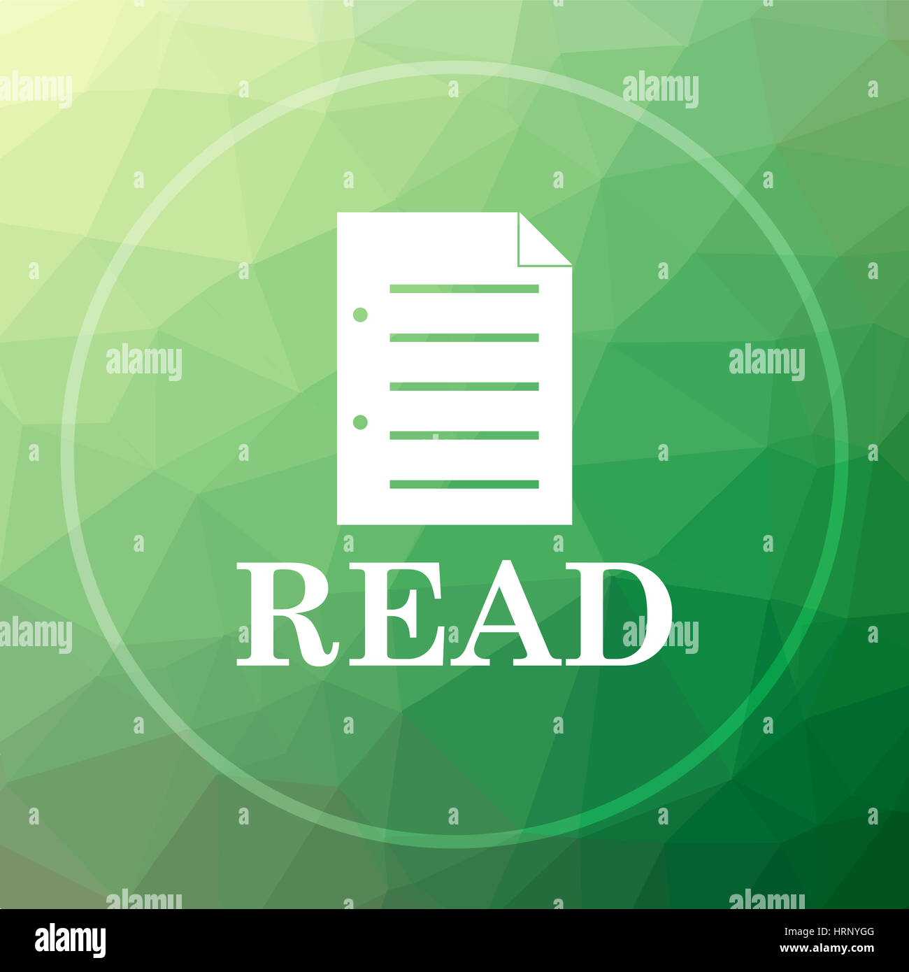 Read icon. Read website button on green low poly background Stock Photo ...