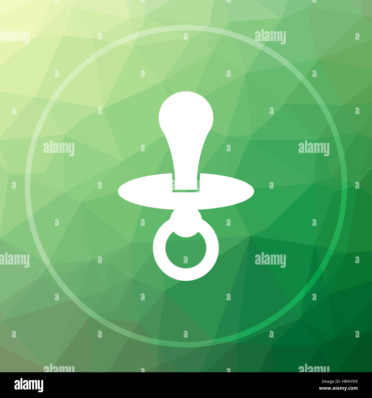 Pacifier icon. Pacifier website button on green low poly background ...