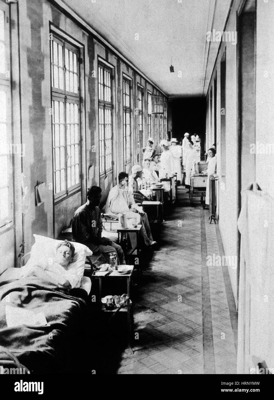 WWI, Makeshift Hospital Ward, Paris Stock Photo
