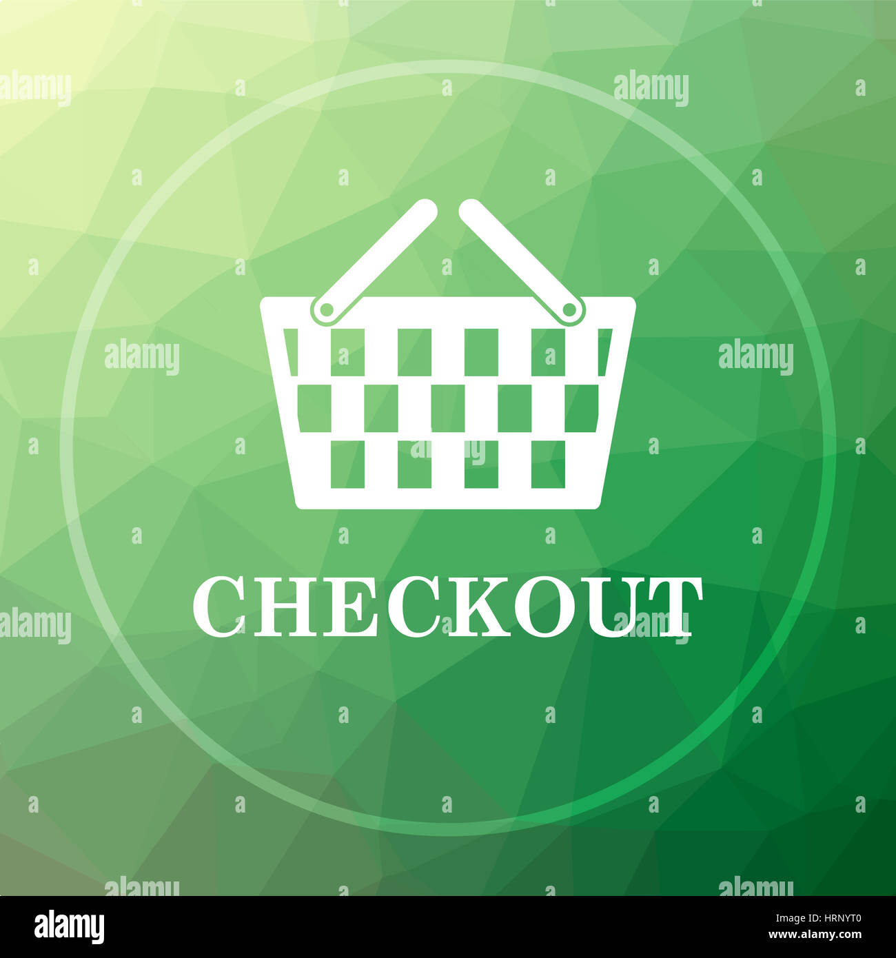 Checkout icon. Checkout website button on green low poly background ...