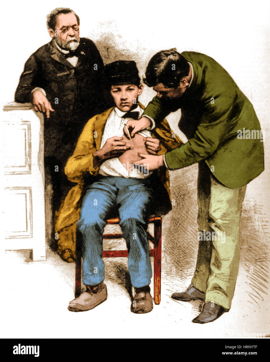 Louis Pasteur Supervising Rabies Inoculation, 1885 Stock Photo
