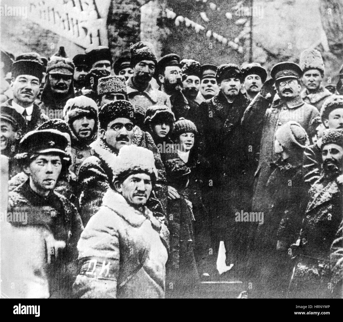 Lenin and Trotsky Celebrate Revolution, 1920 Stock Photo
