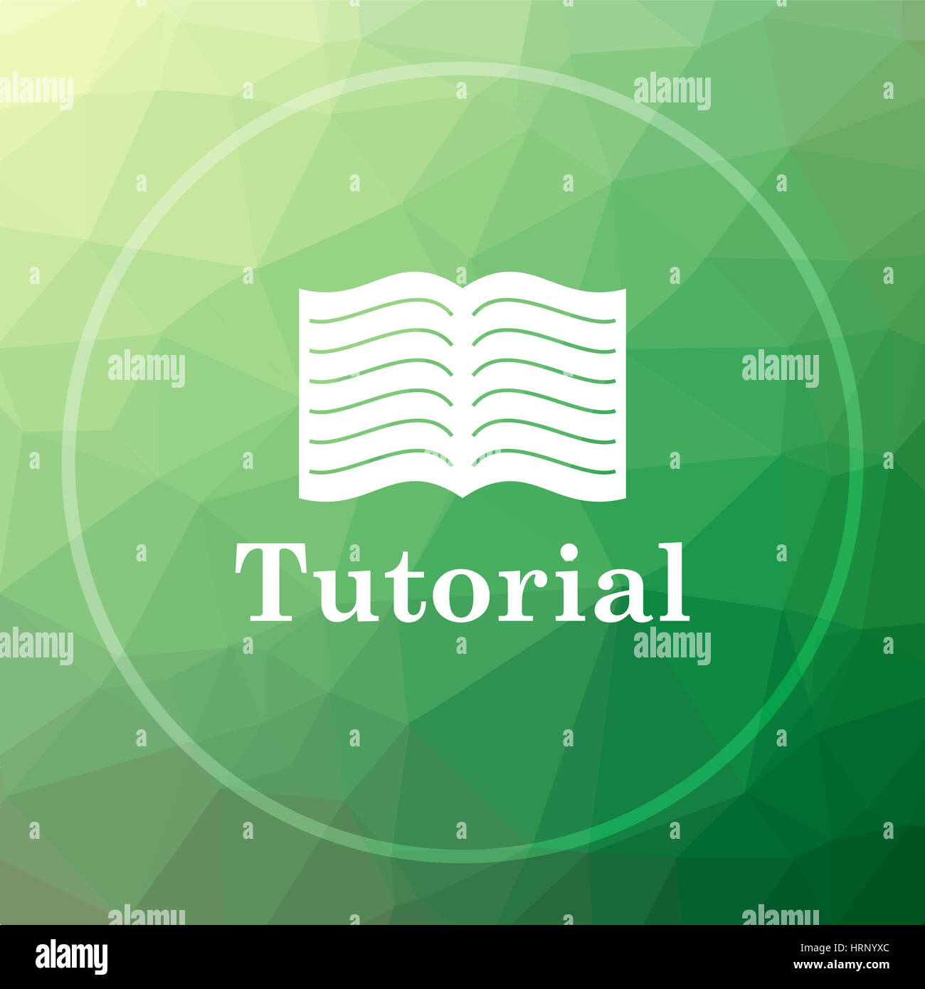 Tutorial icon. Tutorial website button on green low poly background ...