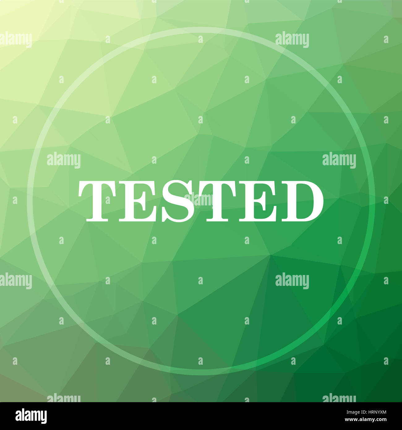 Tested icon. Tested website button on green low poly background Stock ...