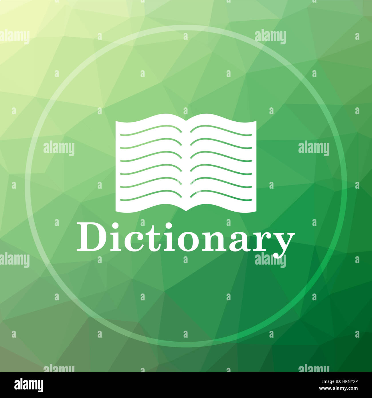 Dictionary icon. Dictionary website button on green low poly background ...