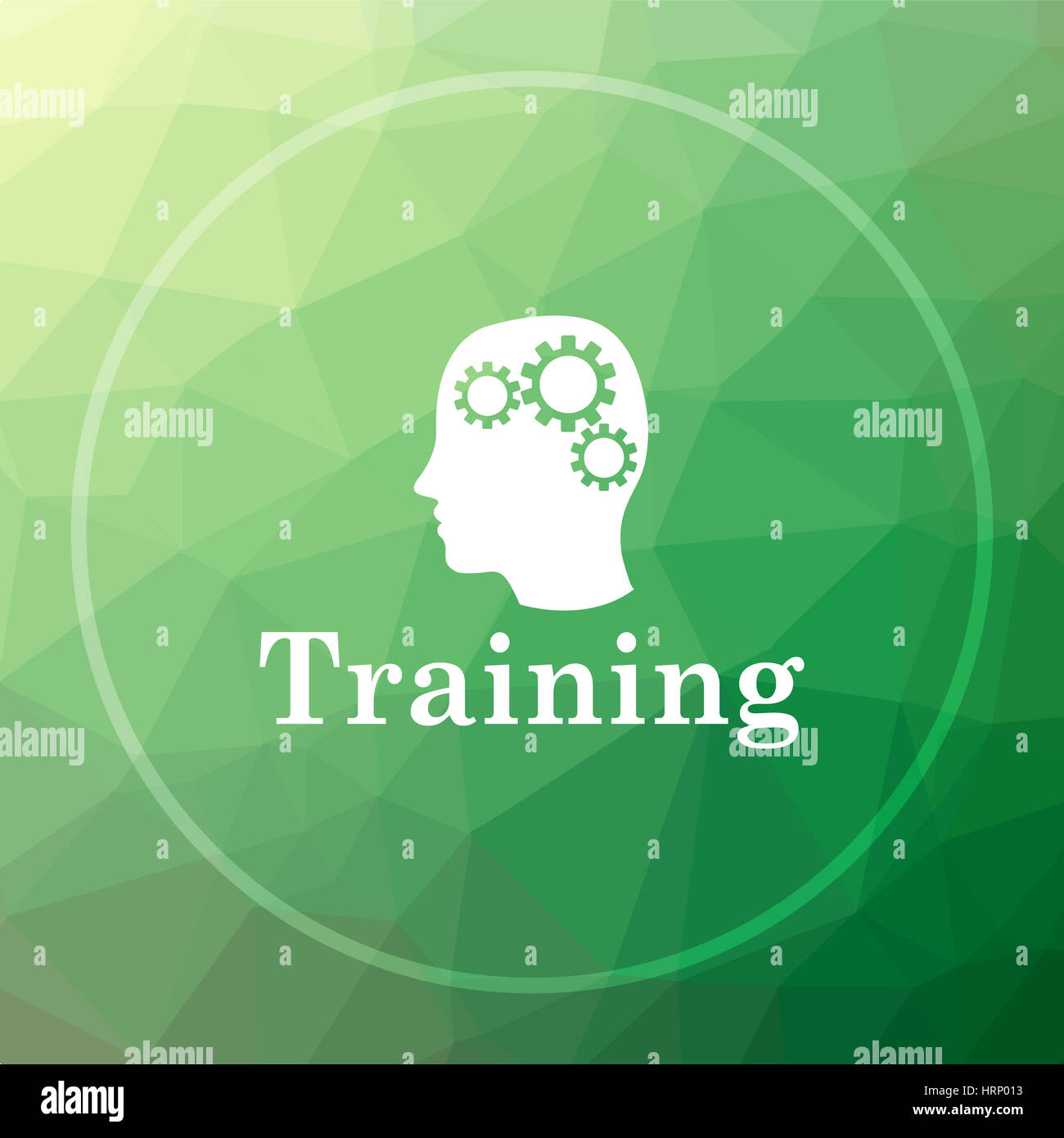 Training icon. Training website button on green low poly background ...