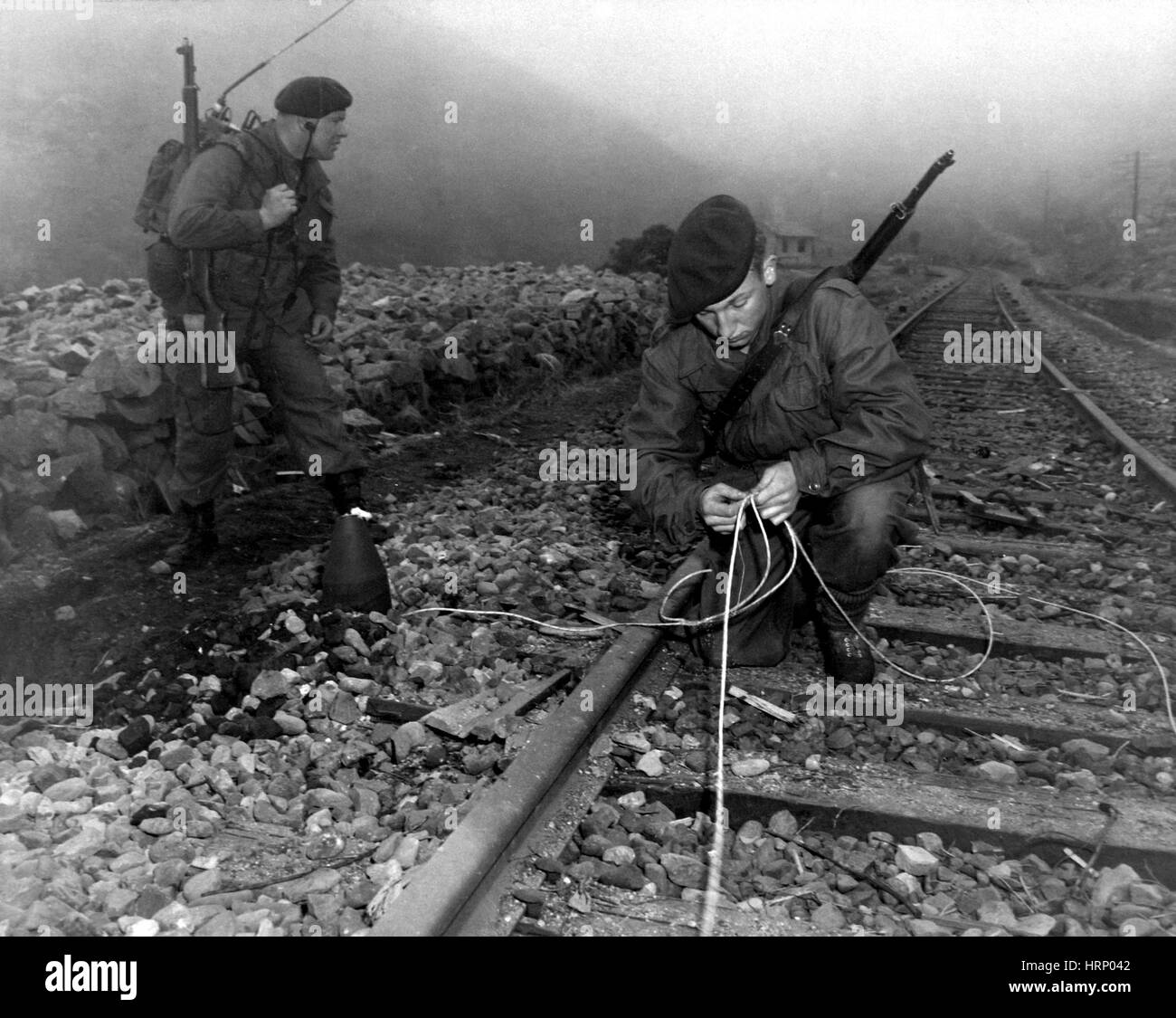 Korean War, British Marines Plant Charges, 1951 Stock Photo