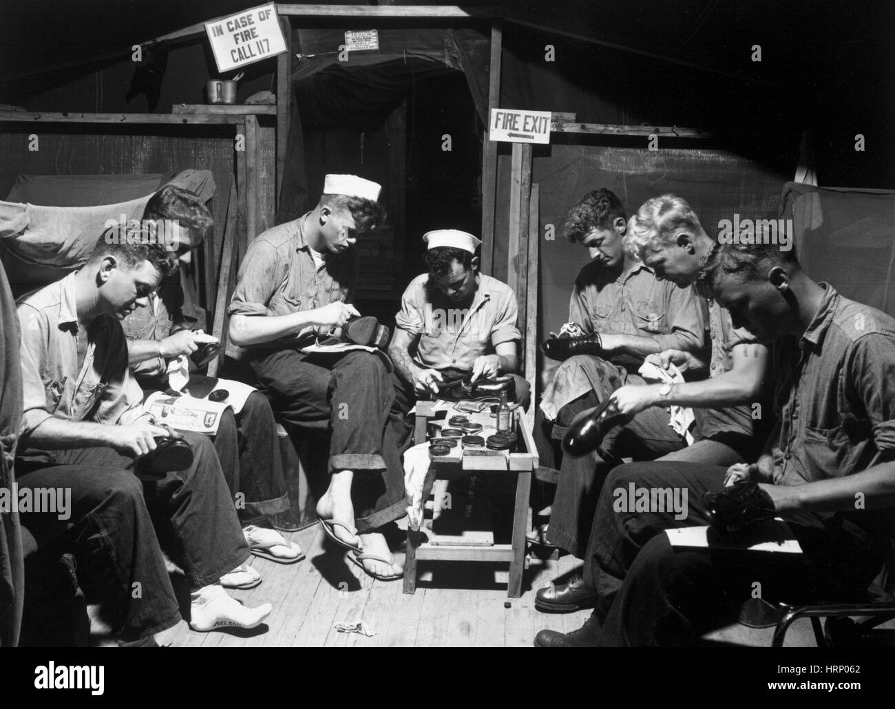 Korean War, Sailors Prepare for Inspection, 1953 Stock Photo