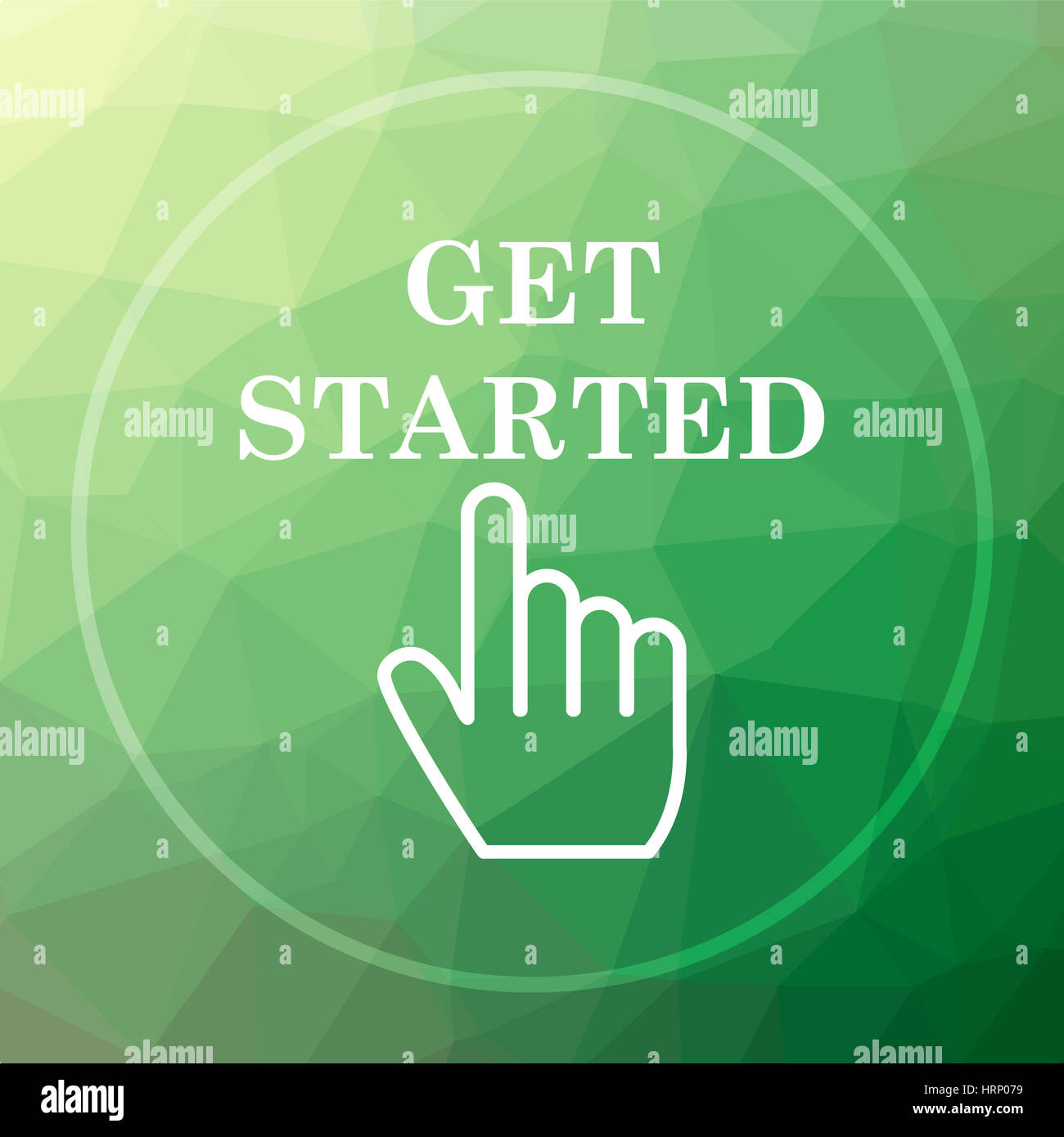 Get started icon. Get started website button on green low poly ...