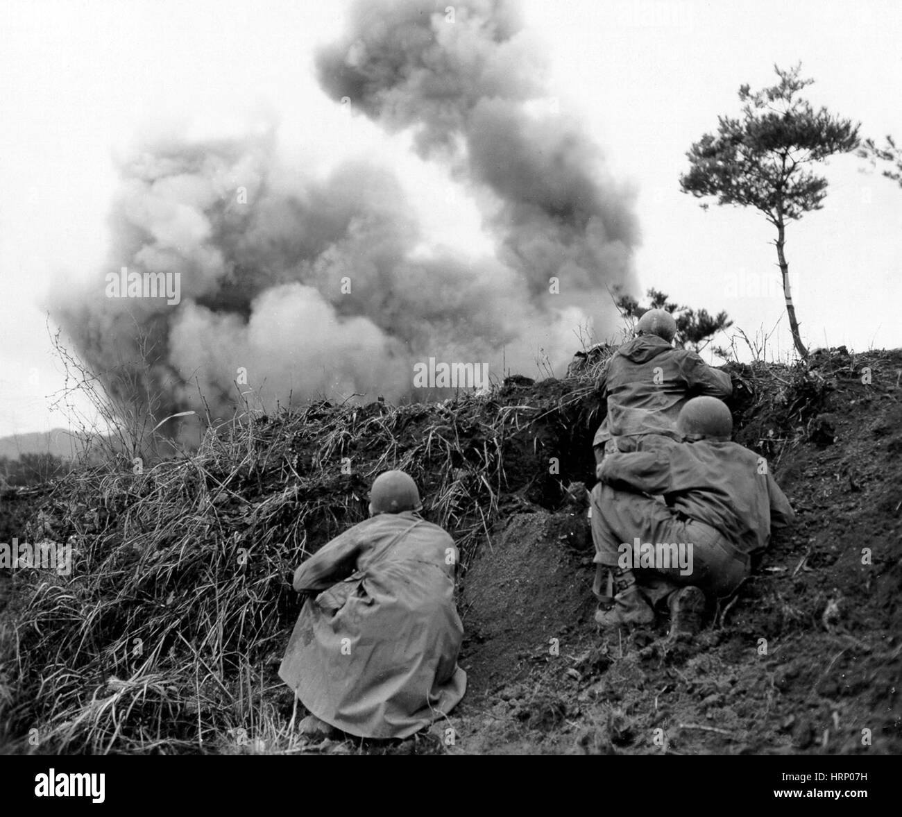 Korean War, Combat Engineers Blast Enemy, 1951 Stock Photo