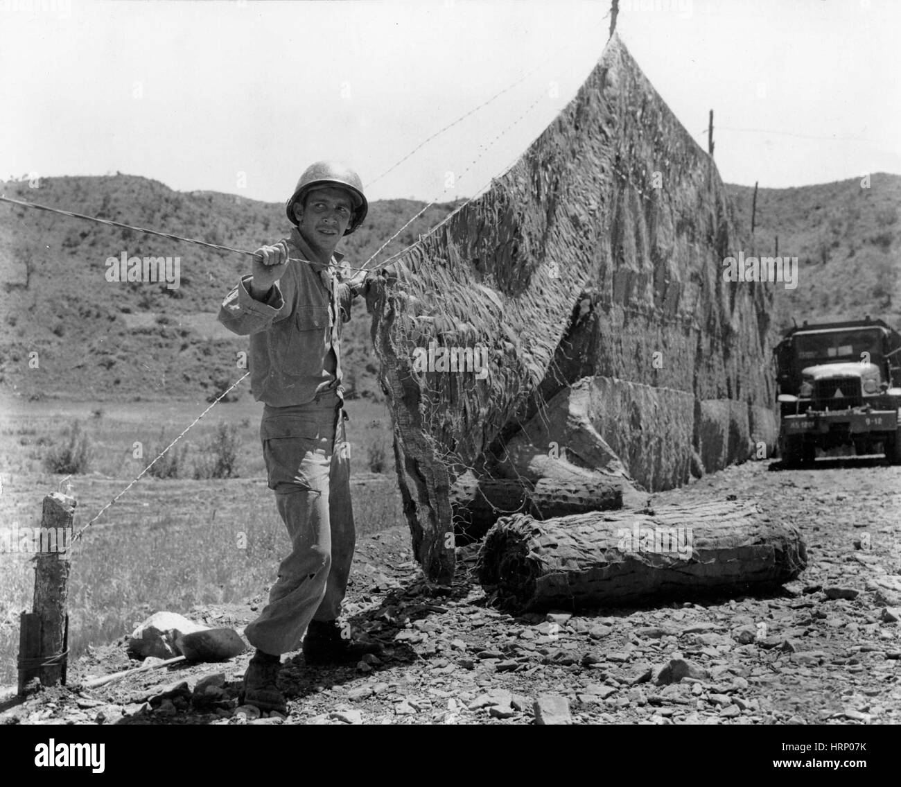 Korean War, Camouflage Net, 1952 Stock Photo