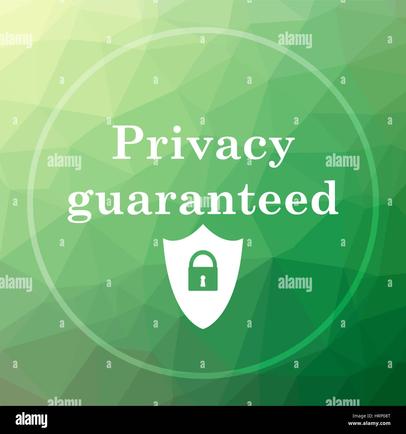 Privacy guaranteed icon. Privacy guaranteed website button on green low ...