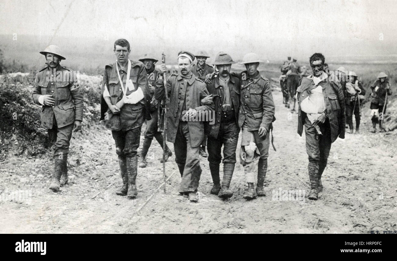 WWI, German POW's, Battle of the Somme, 1916 Stock Photo