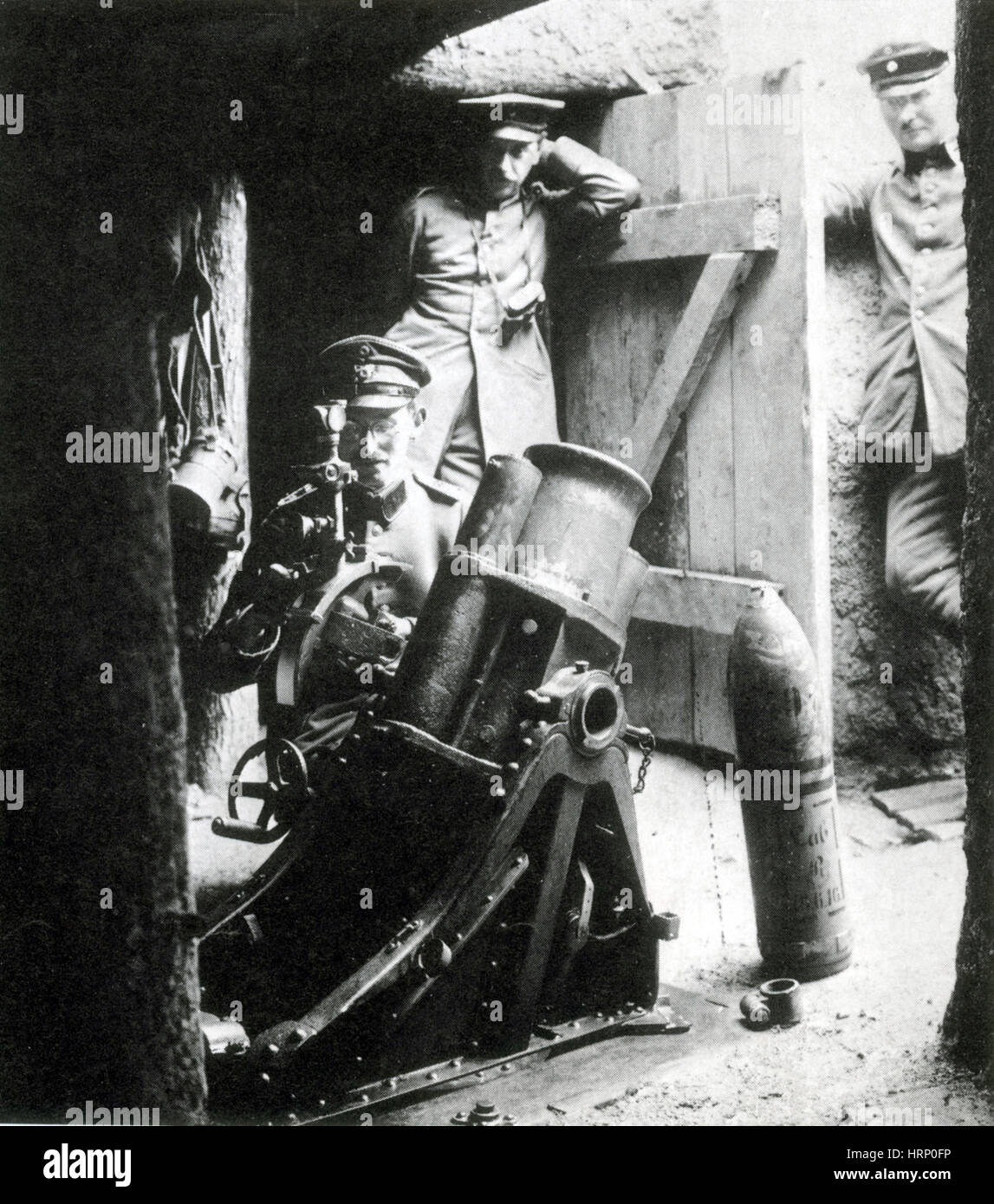 WWI, German Minenwerfer, Battle of Verdun, 1916 Stock Photo