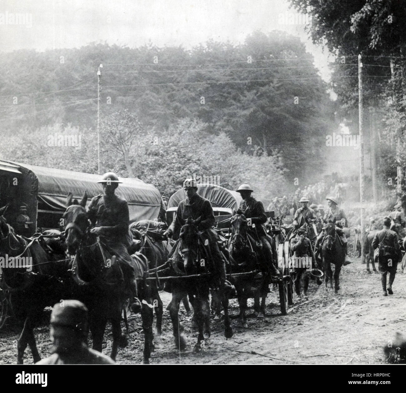 WWI, U.S. and French Ammunition Convoy, 1918 Stock Photo