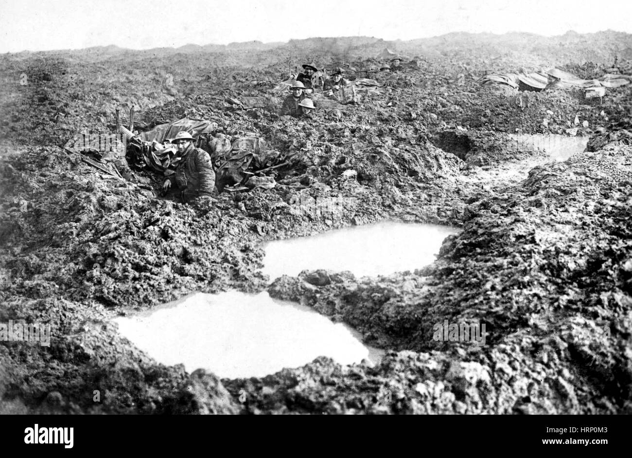 WWI, CEF Machine Gunners, Battle of Passchendaele, 1917 Stock Photo
