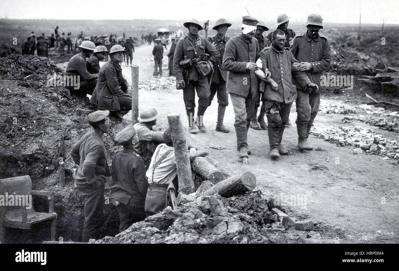 WWI, German POW's, Battle of Guillemont, 1916 Stock Photo