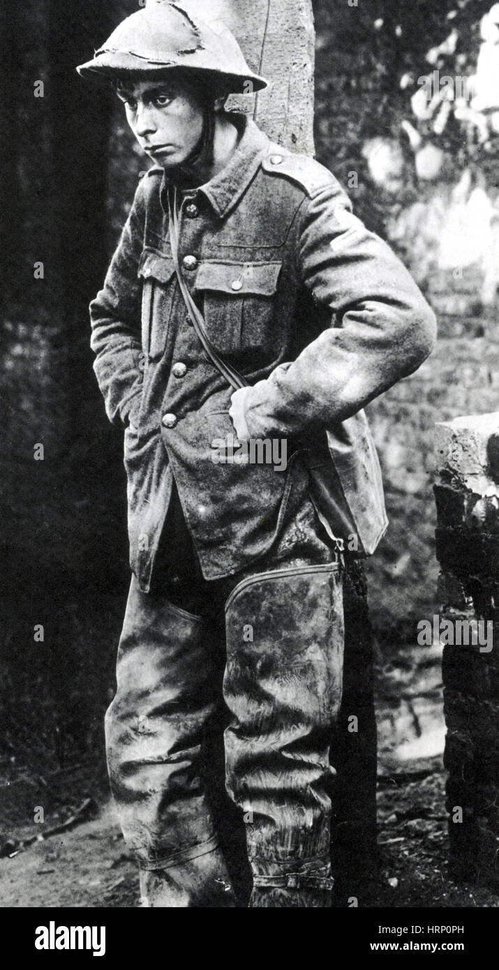 WWI, Solemn Soldier Stock Photo