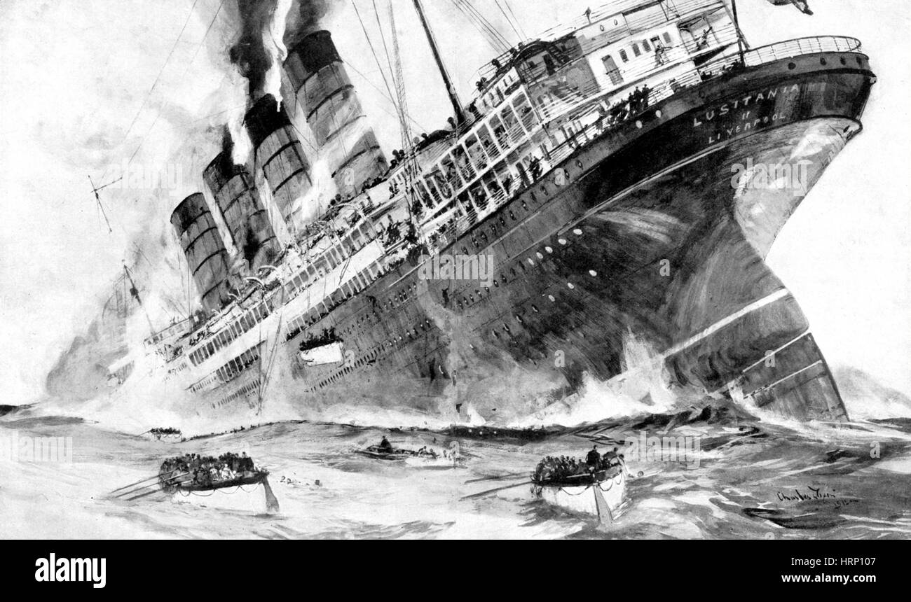 WWI, Sinking of the RMS Lusitania, 1915 Stock Photo