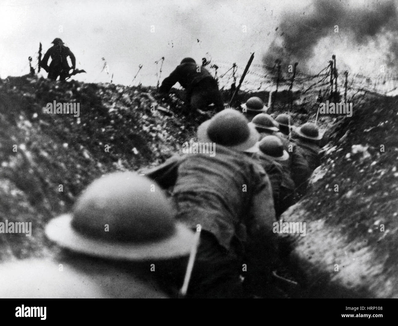 WWI, Over the Top, Trench Warfare Stock Photo