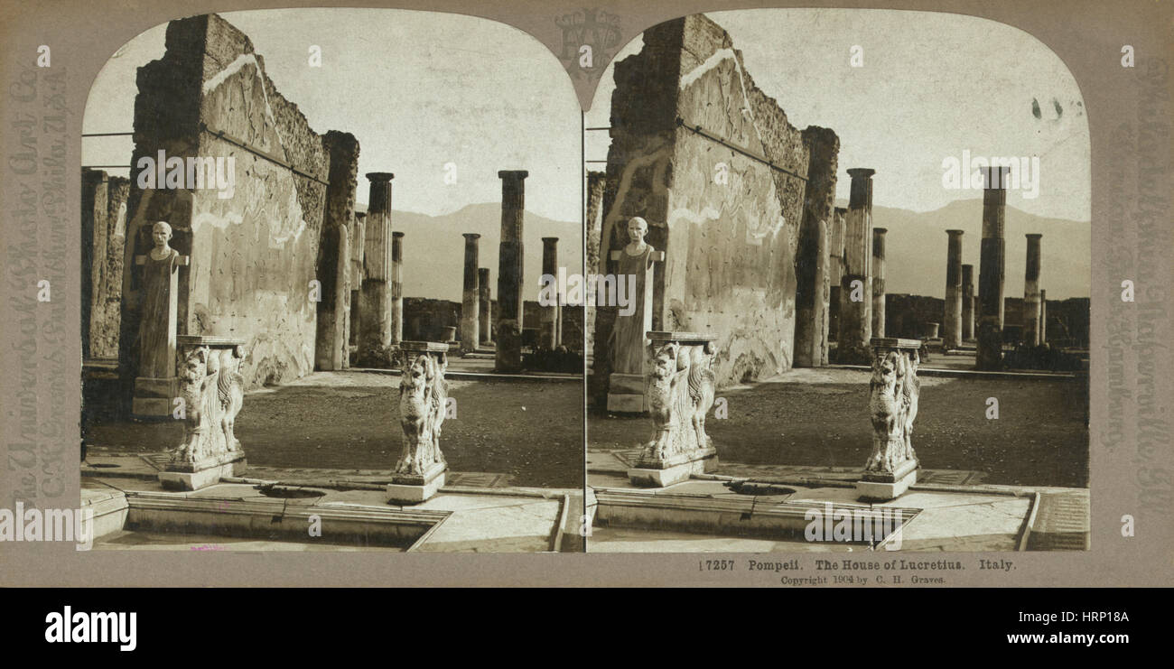 Pompeii, House of Lucretius, 1904 Stock Photo