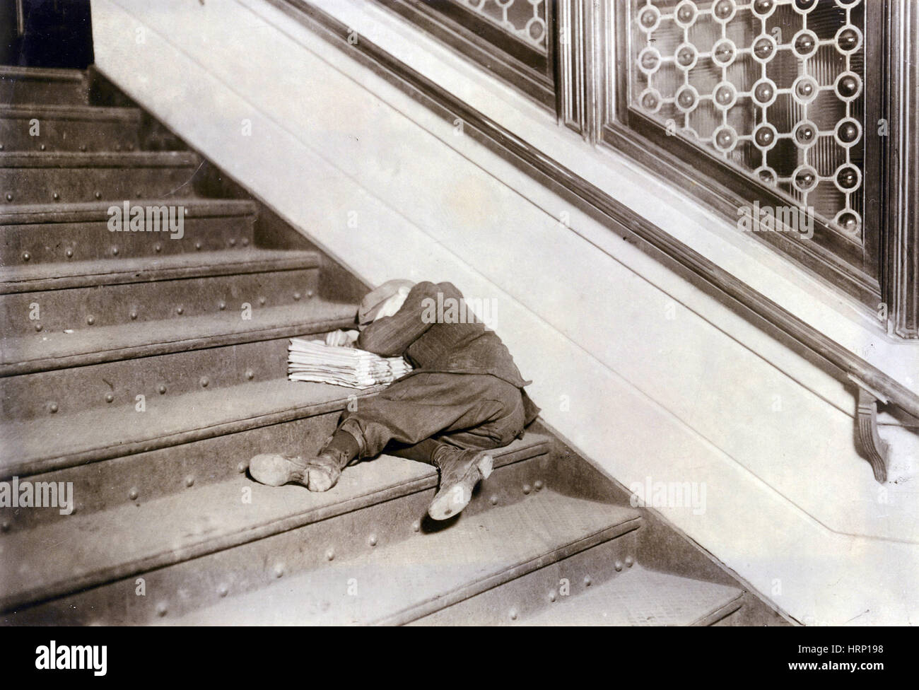 Sleeping Newsboy, Lewis Hine, 1912 Stock Photo