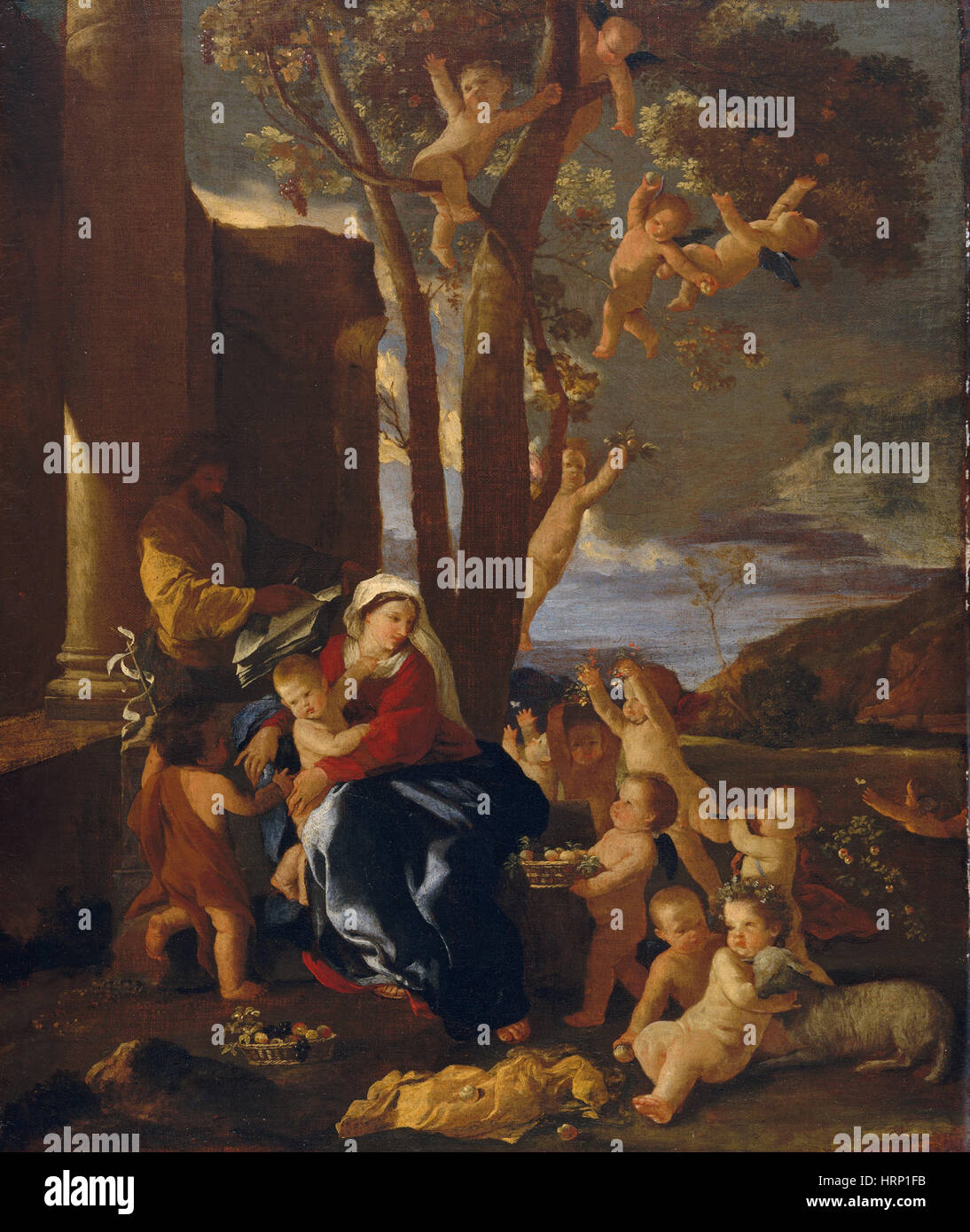 Rest on Flight into Egypt by Nicolas Poussin Stock Photo