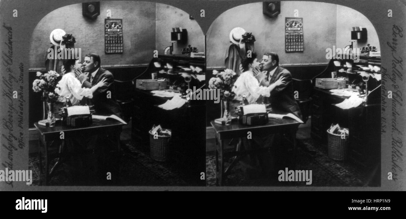 Office Romance, 1907 Stock Photo