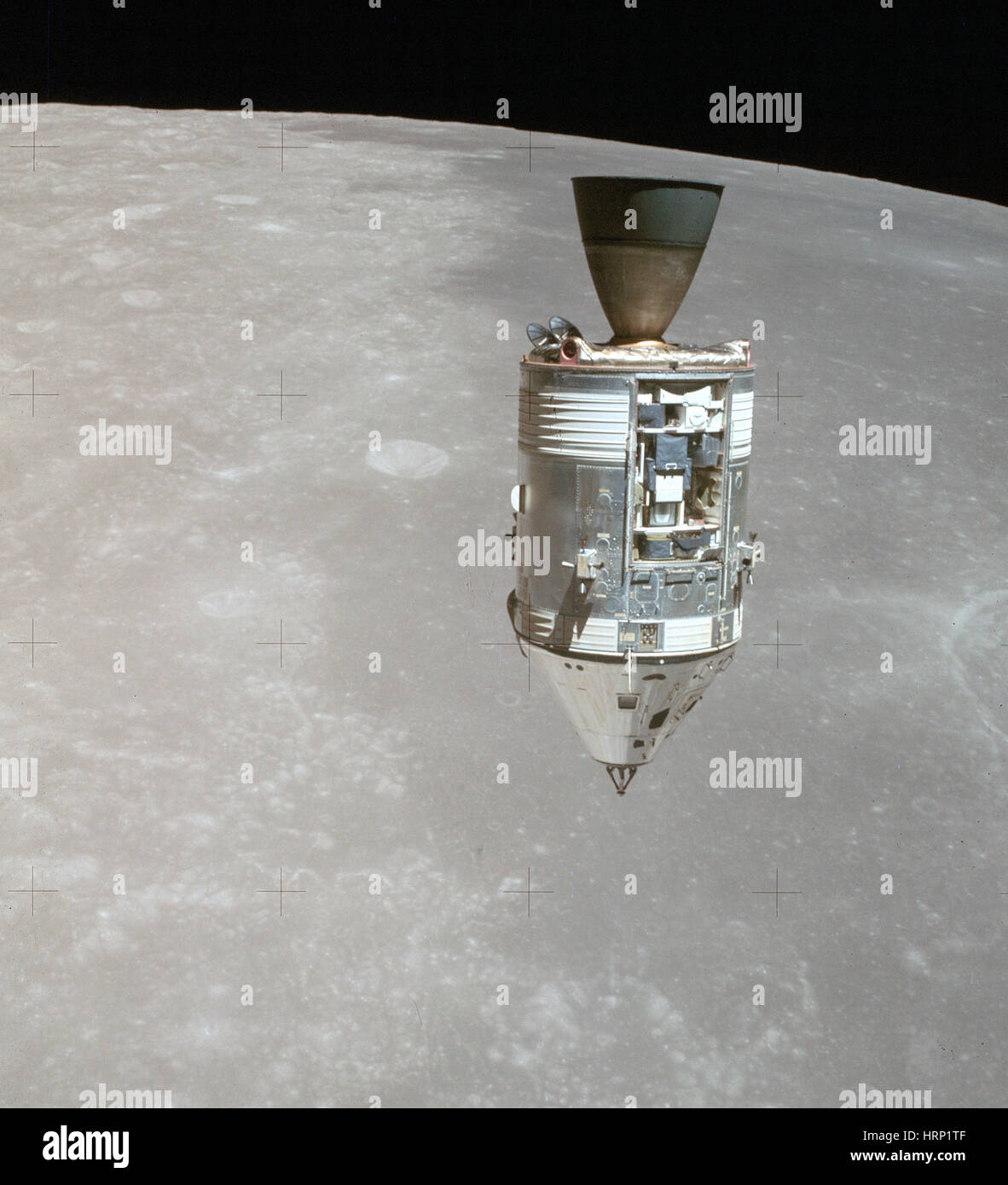 Apollo 15 CSM Orbits The Moon Stock Photo
