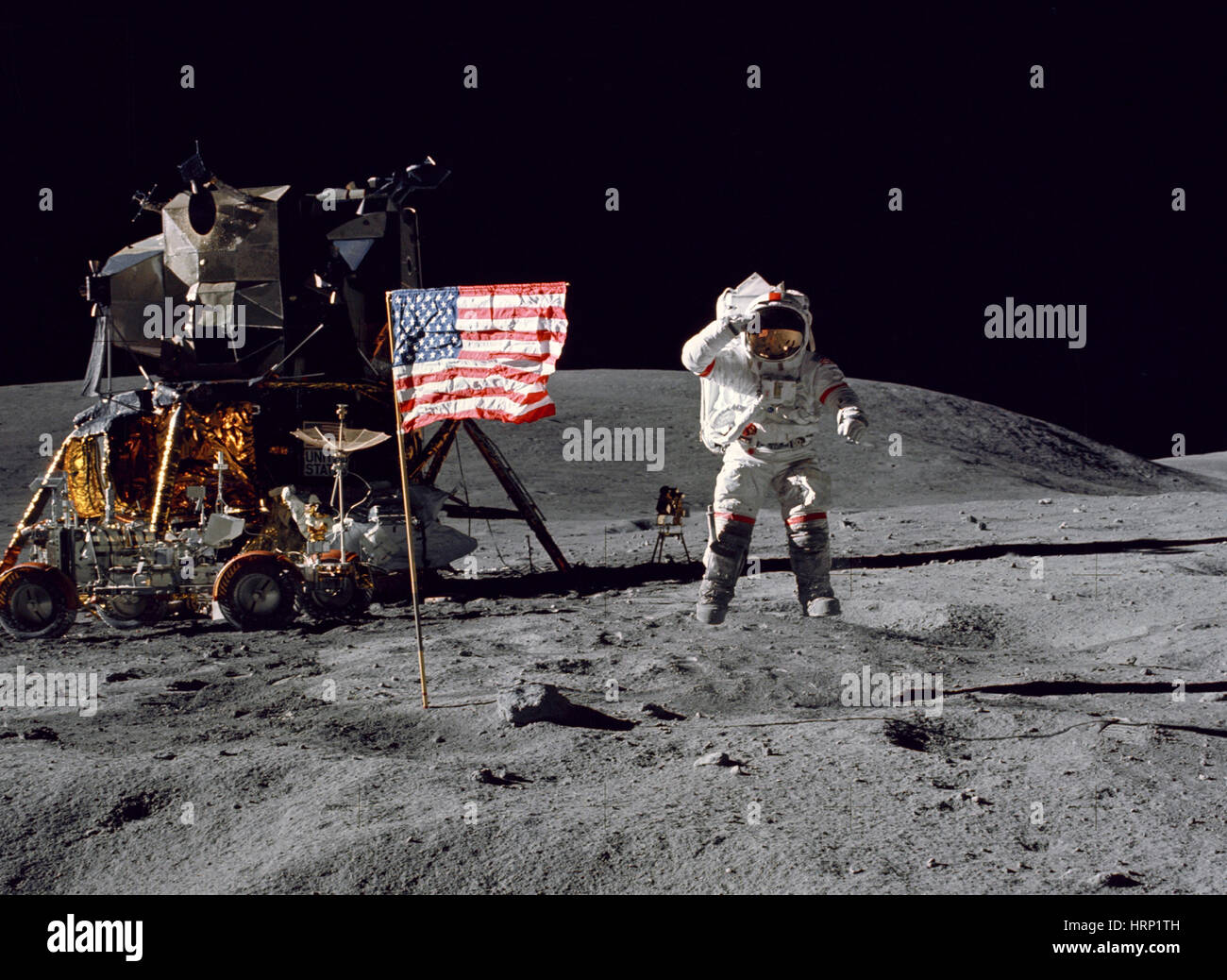 John Young on the Moon, Apollo 16 Mission Stock Photo
