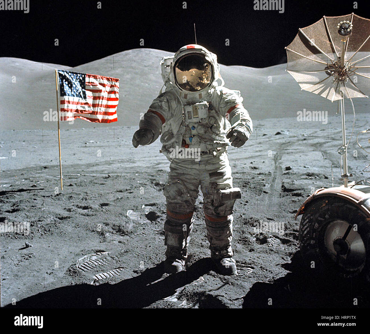 Eugene Cernan on the Moon, Apollo 17 Stock Photo