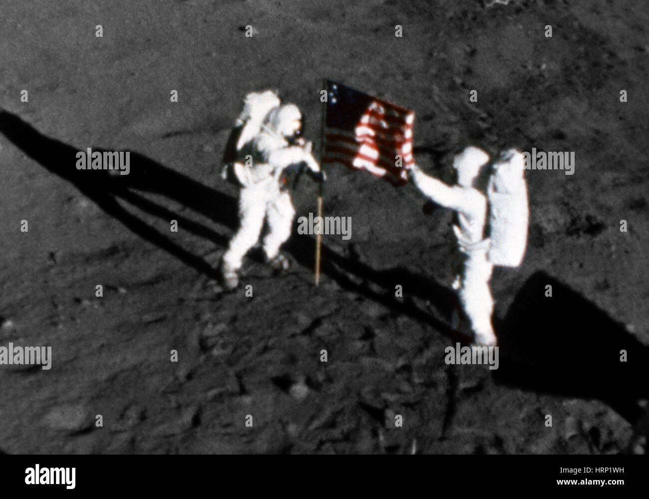 American Flag on the Moon, Apollo 11 Stock Photo