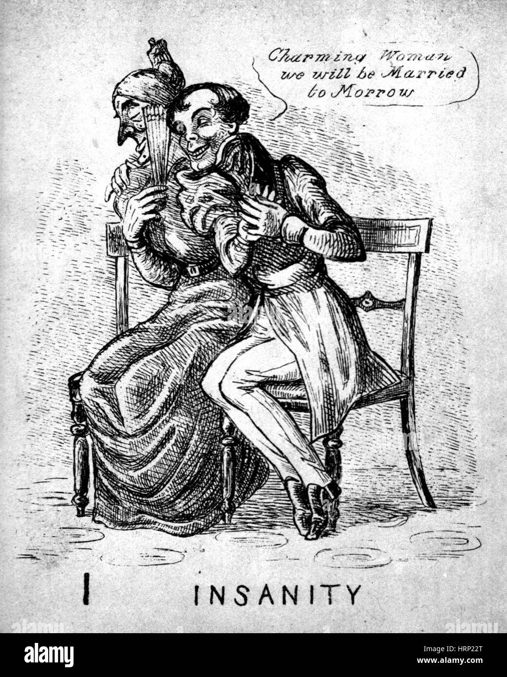 Medical Alphabet, I Is for Insanity, 1837 Stock Photo