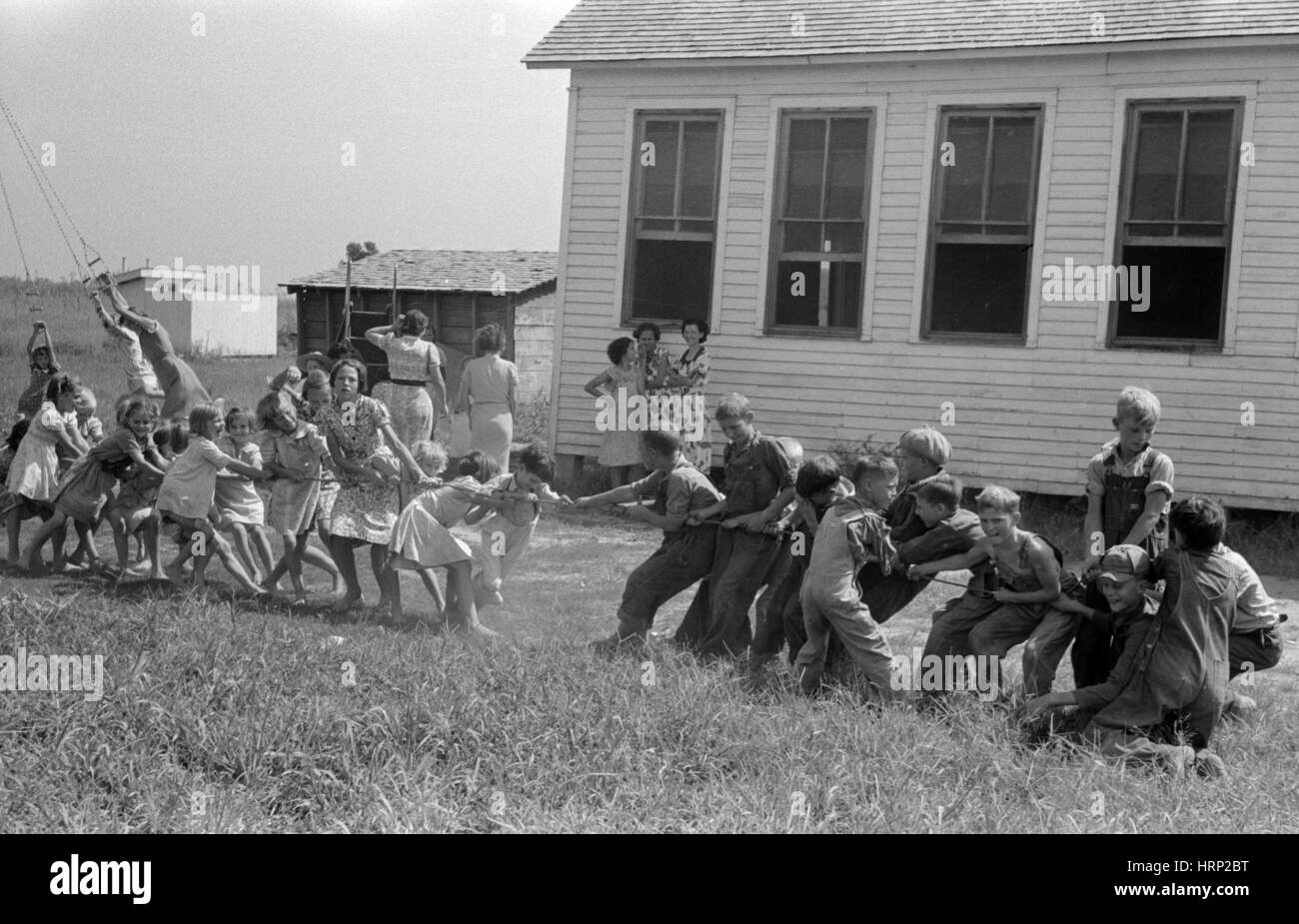Girls Against Boys, Tug of War, 1938 Stock Photo