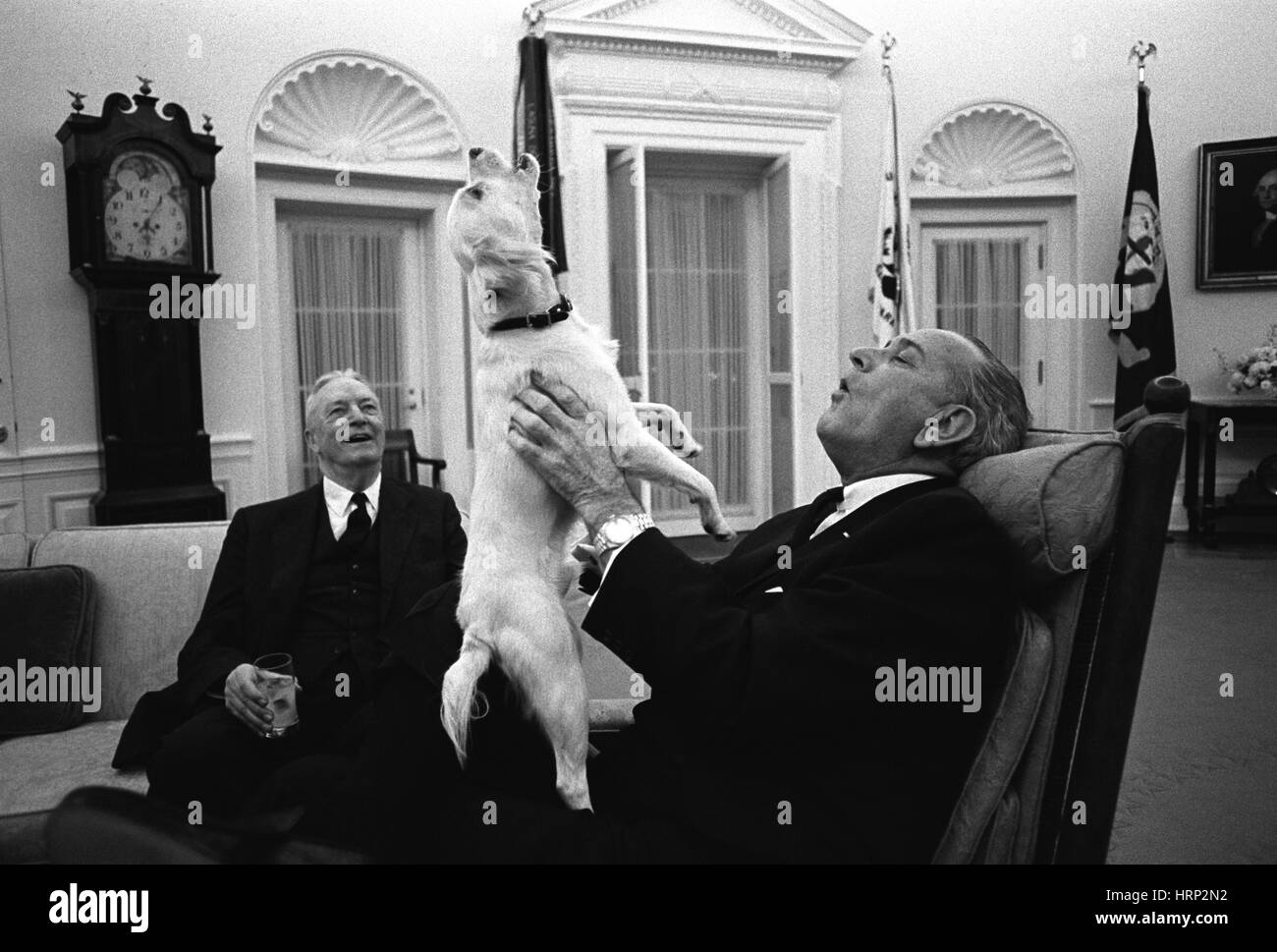 President Johnson Sings with Yuki, 1968 Stock Photo