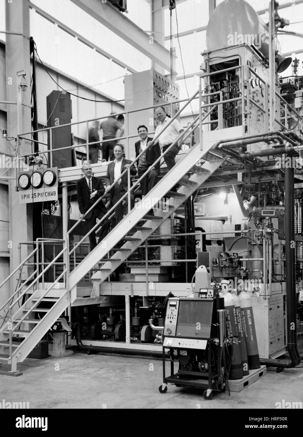 SLAC Physicists with Bubble Chamber Stock Photo