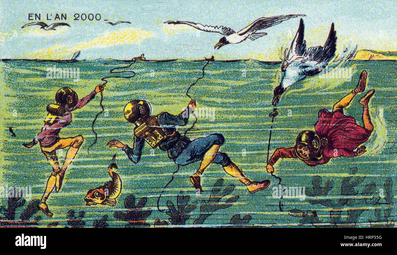 Fishing for Seagulls, 1900s French Postcard Stock Photo