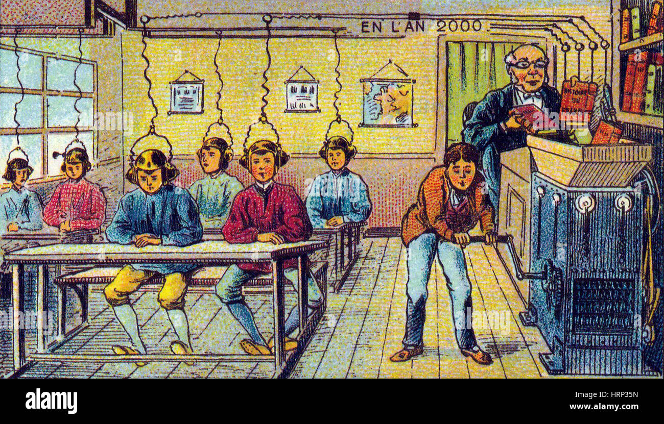 School, 1900s French Postcard Stock Photo