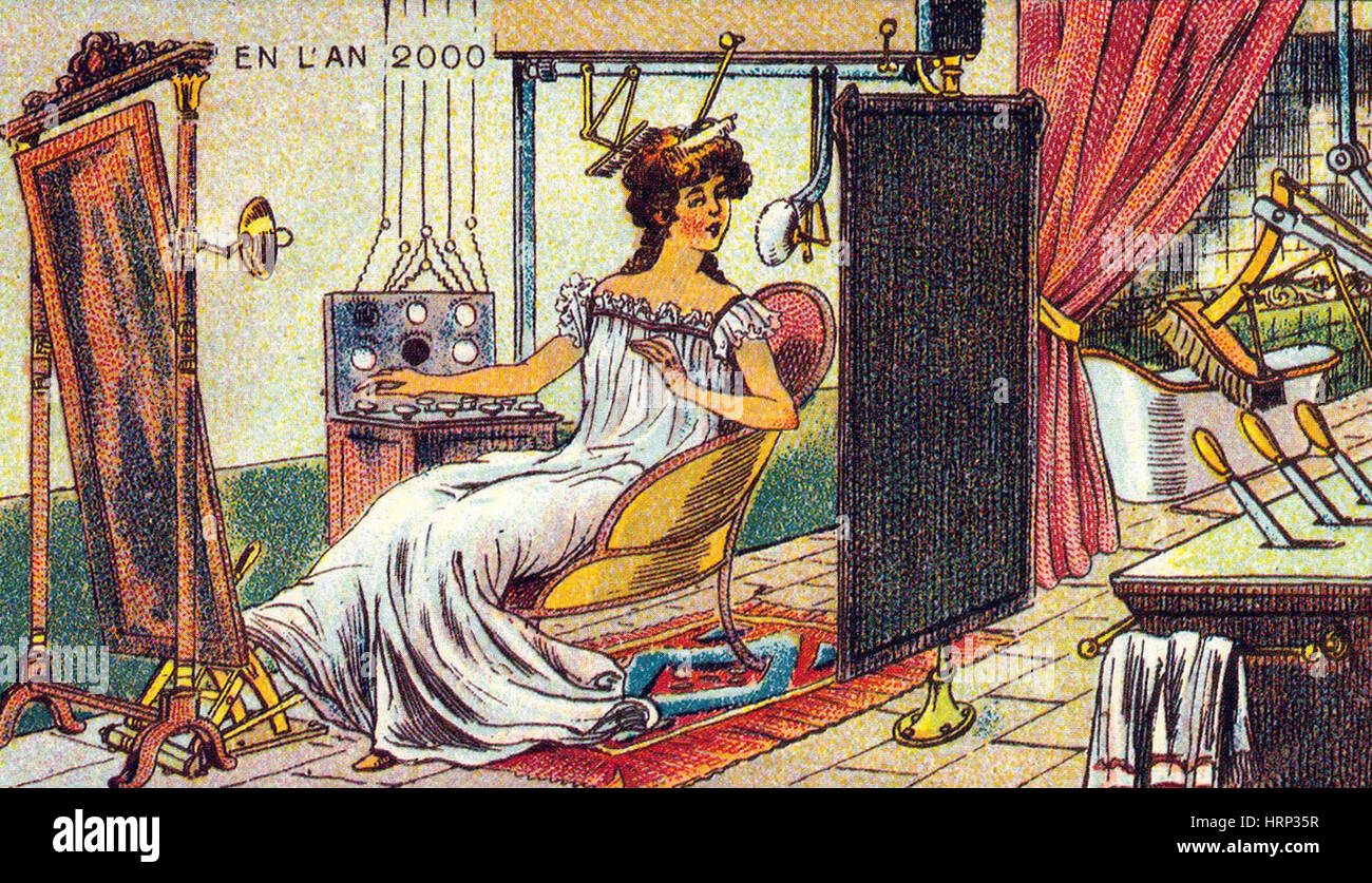 Mechanical Bathroom, 1900s French Postcard Stock Photo