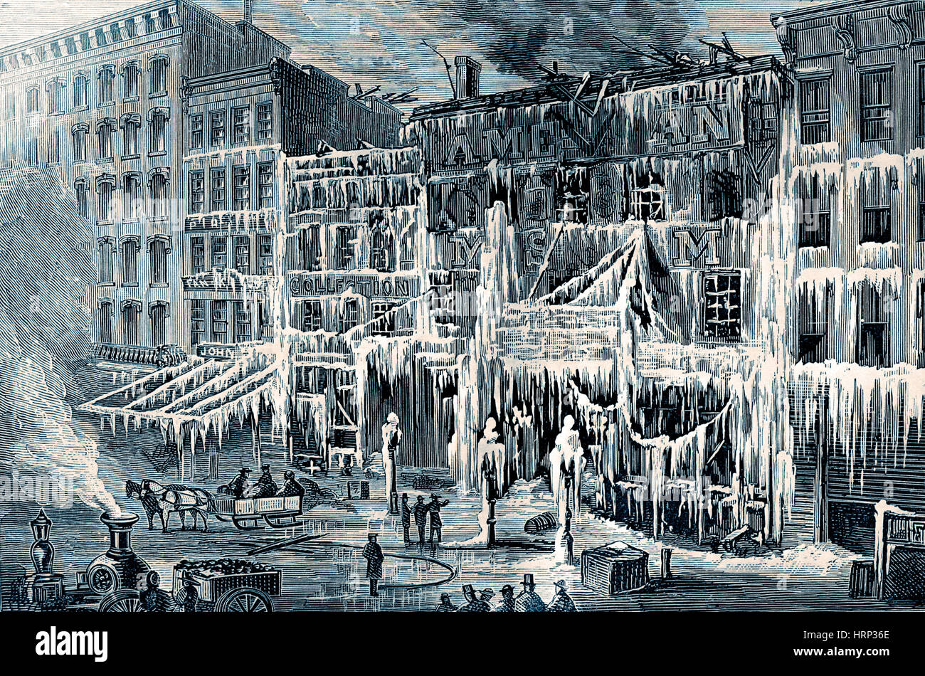 Frozen Remains of Barnum's Museum, 1868 Stock Photo