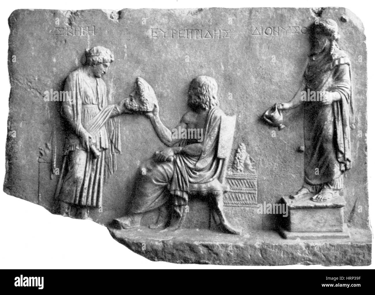 Euripides and Dionysus, 1st Century BC Stock Photo