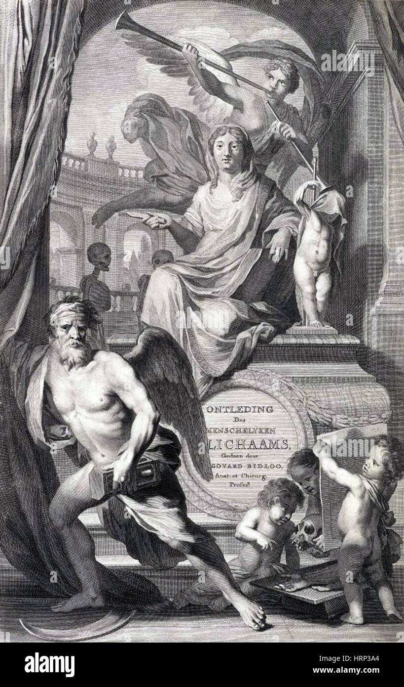 Anatomia humani corporis, Title Page, 1690 Stock Photo