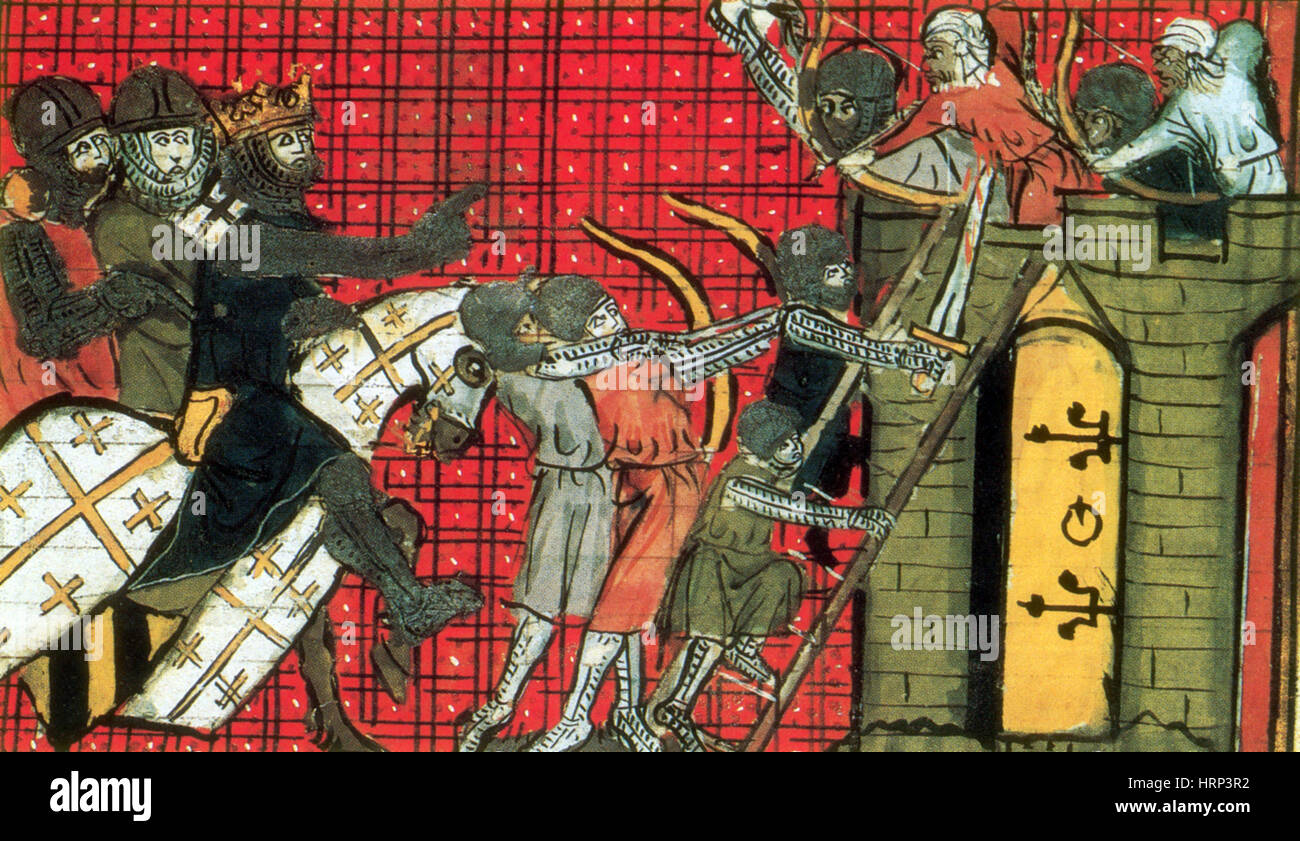 First Crusade, Saracens Fire Arrows At Crusaders Stock Photo