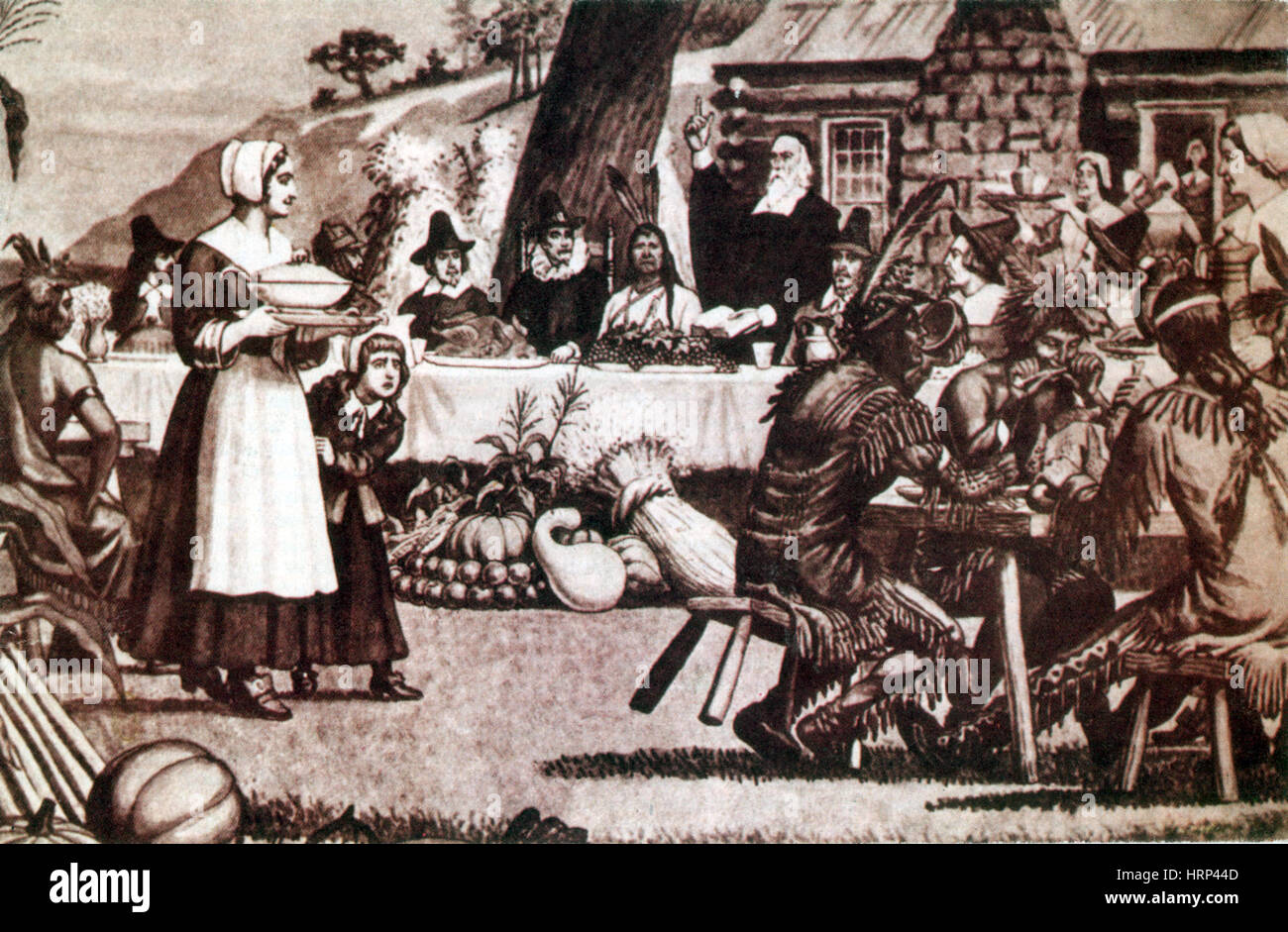 The First Thanksgiving, 1621 Stock Photo - Alamy