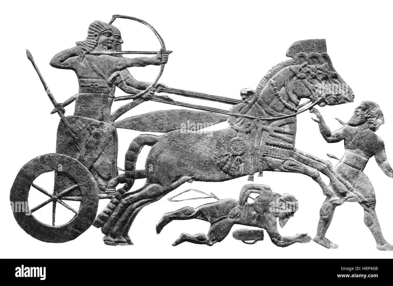 Assyrian Warriors, Two-Wheeled Chariot Stock Photo