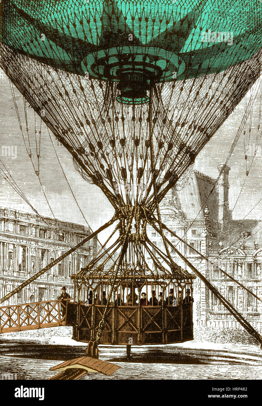 Henri Giffard's Captive Balloon, 1878 Stock Photo