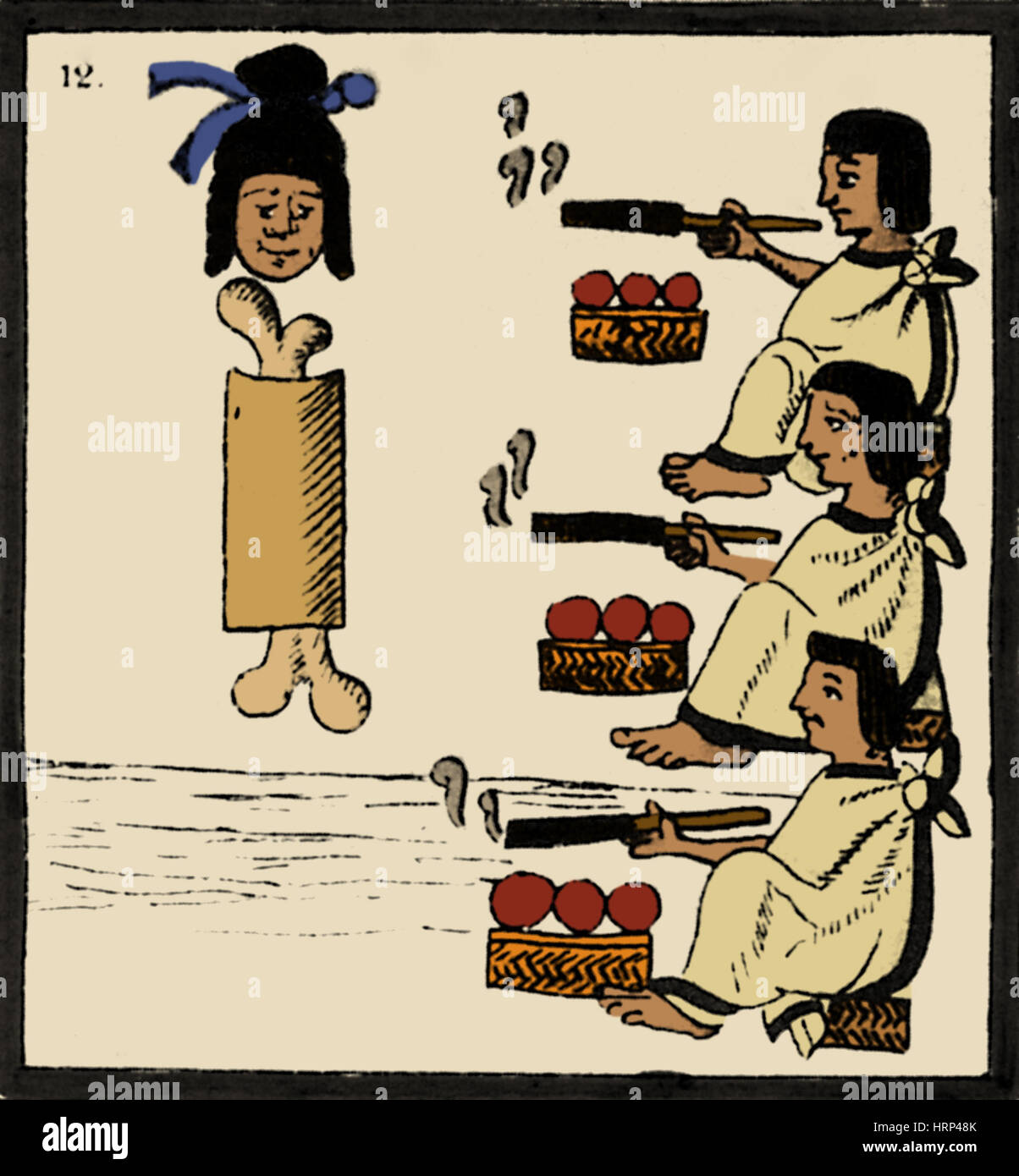 Tobacco In Aztec Ritual, Florentine Codex Stock Photo