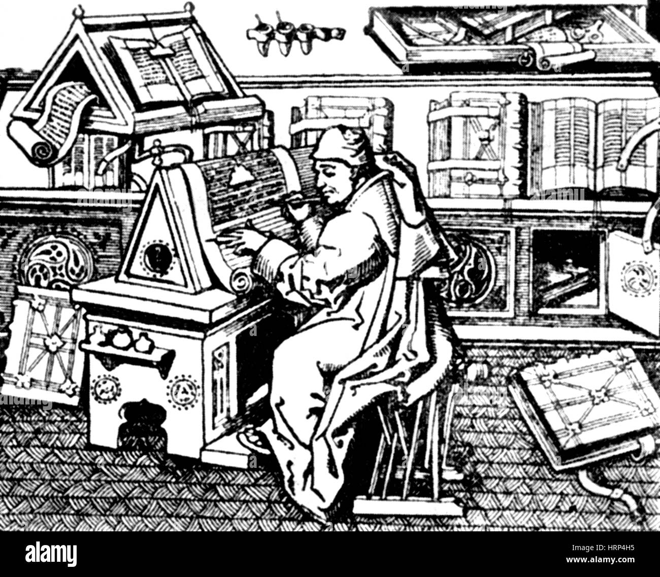 Drawing of a scribe at work - NYPL Digital Collections