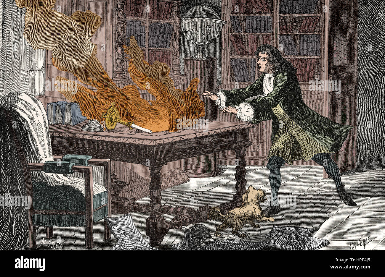 Isaac Newton's Lab Fire, 18th Century Stock Photo
