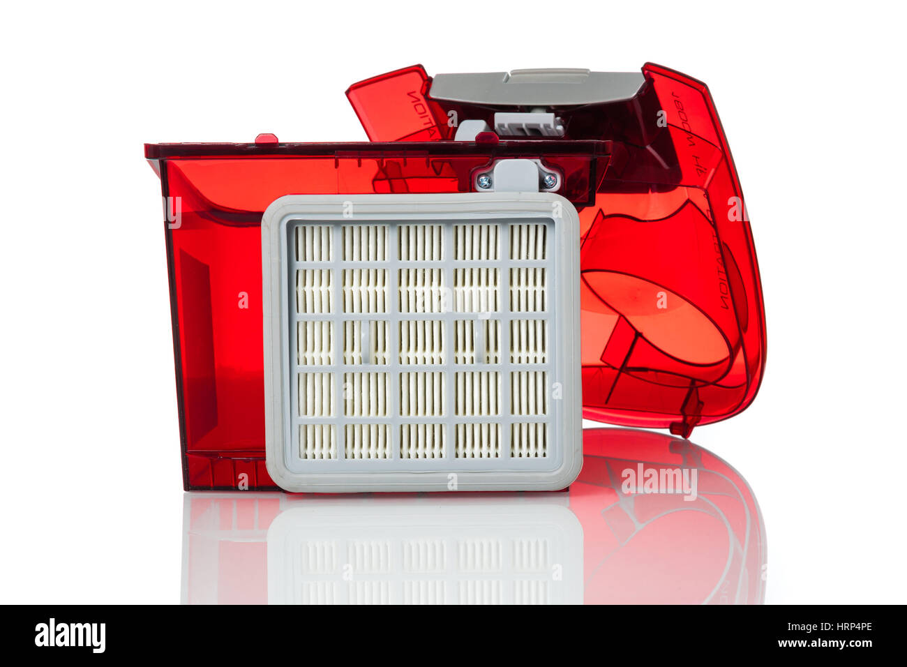 red dust container of vacuum cleaner with cyclonic system Stock Photo